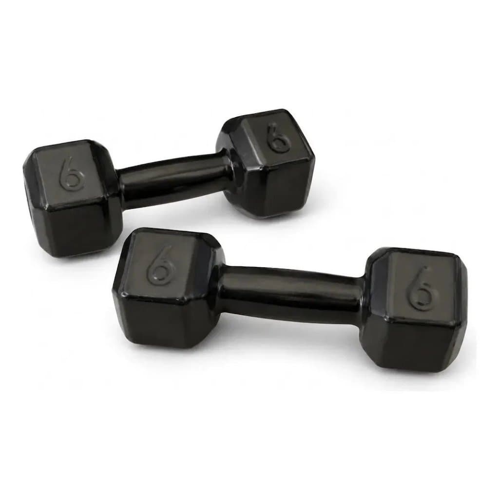 Kit Halteres Hexagonais de 6kg Emborrachados para Musculação e Treino