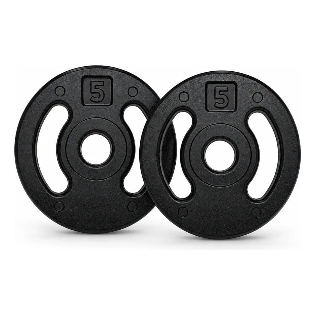Kit 2 Anilhas 5Kg Injetadas (Par) Musculação Academia Treino Peso Fitness Exercícios Físicos Esporte Fisioterapia