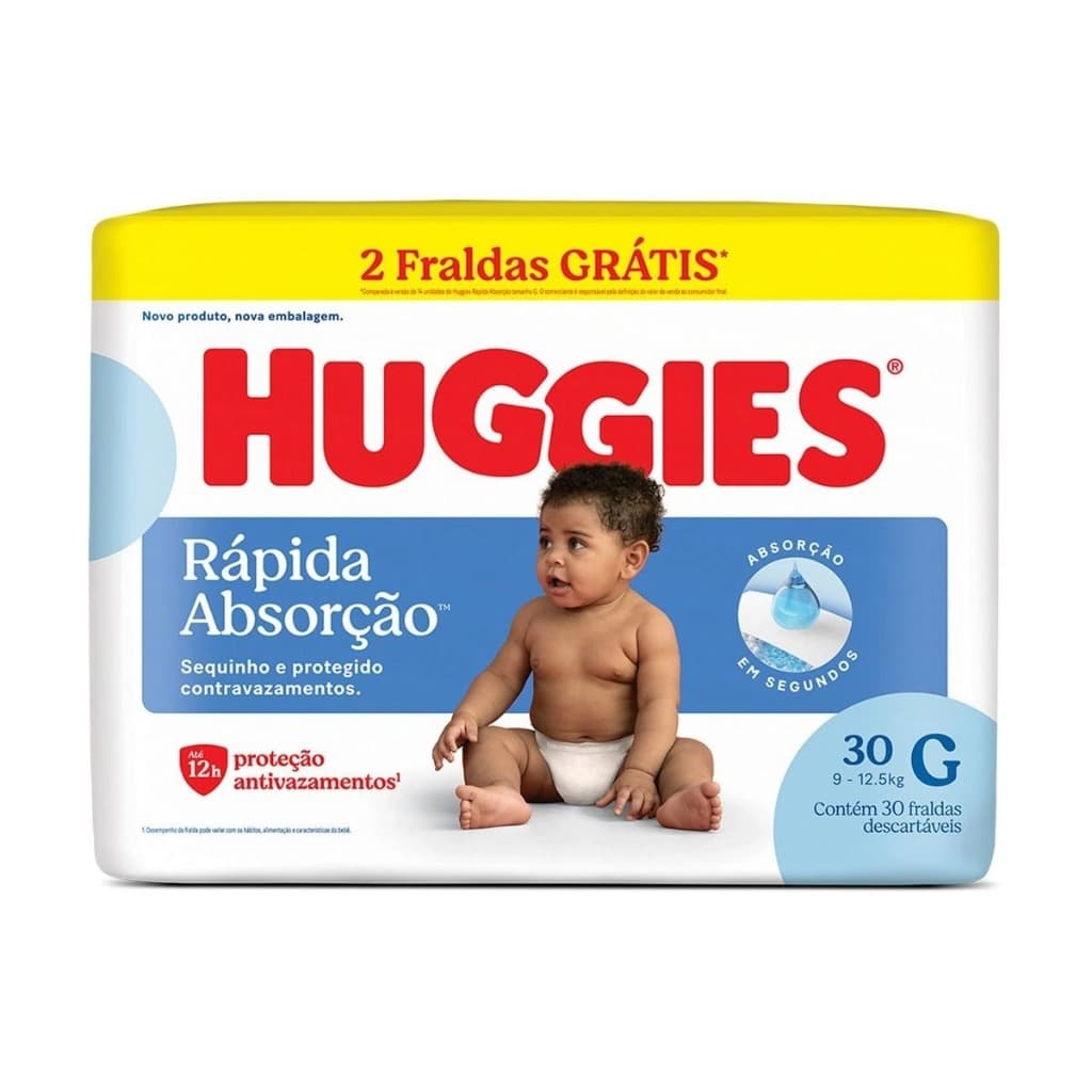 Fralda Infantil Huggies Tripla Proteção G Com 30 Unidades