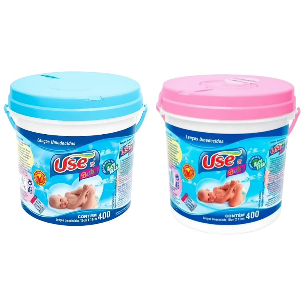 Lenço Umedecido Use It Baby pote 400 lenços Hipoalergênico, Sem Álcool, Higiene para Bebê