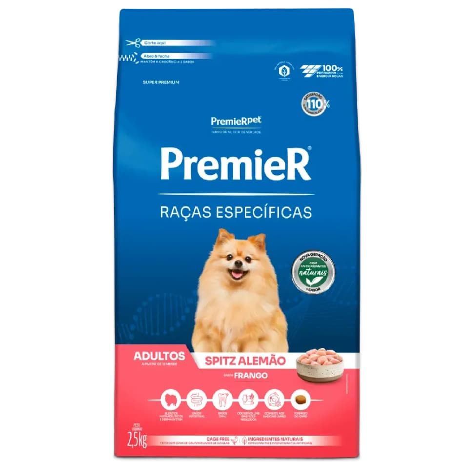 Ração Premier Raças Específicas Cães Adultos Spitz Alemão Frango 2,5kg