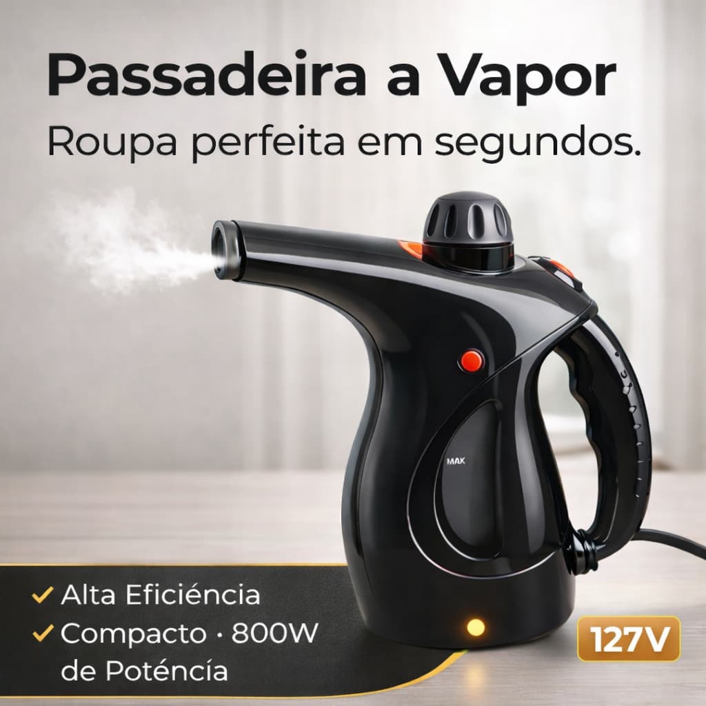 Passadeira a Vapor Portátil 800W 127V Vaporizador de Roupas Compacto Tira Amassados Rápido Viagem