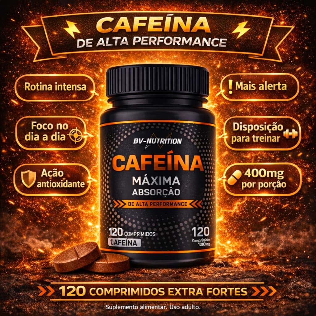 Termogênico Cafeína Pré Treino 120Caps -  Comprimidos de 1000mg