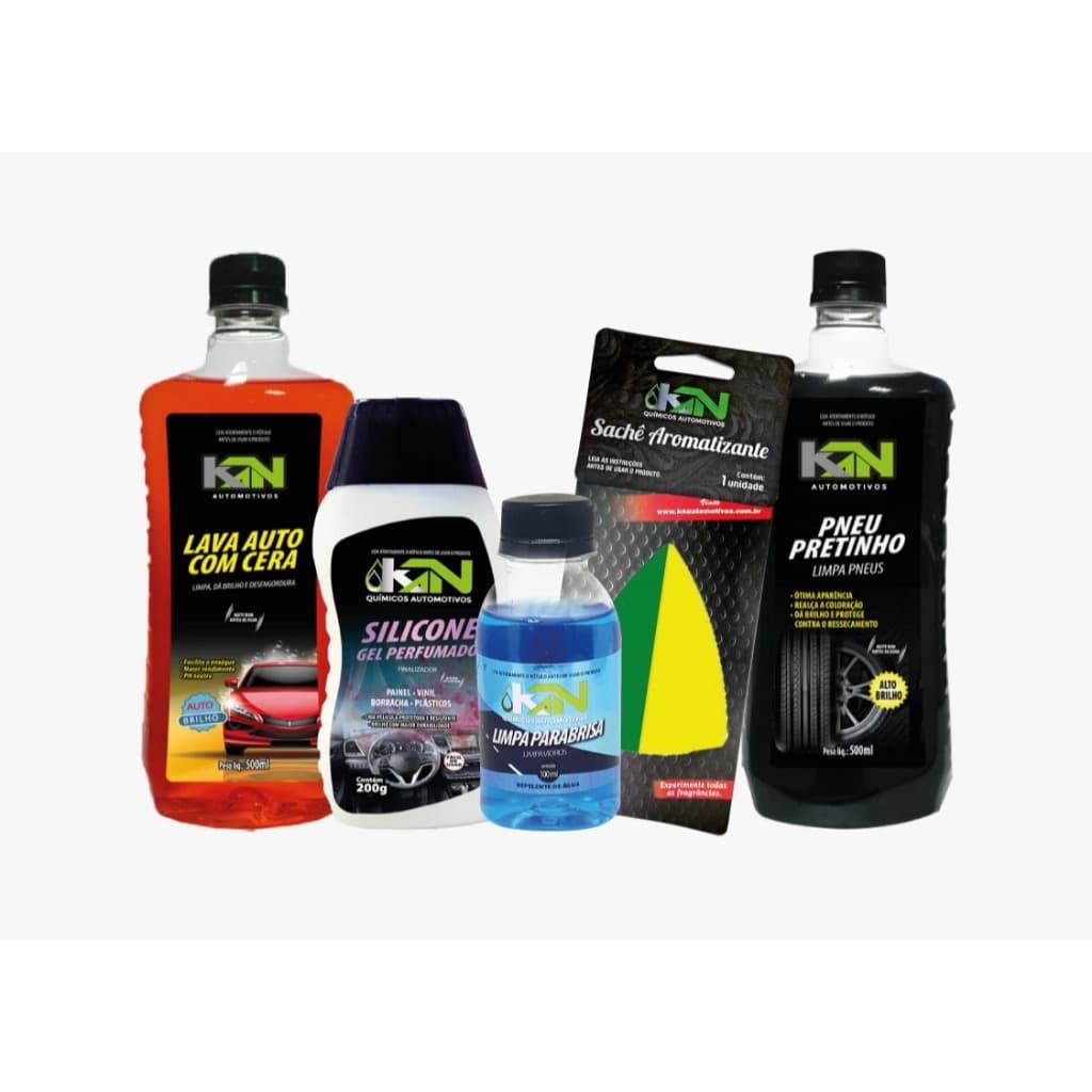 KIT LIMPEZA CARRO SHAMPOO PRETINHO SILICONE PARABRISA FOLHINHA