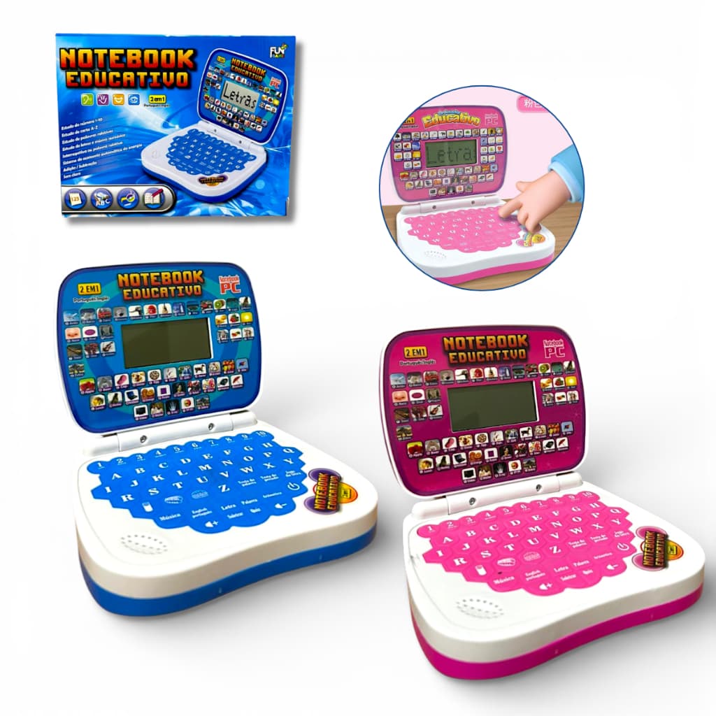 Laptop Educativo Infantil Notebook Musical Bilingue Interativo Brinquedo Didático