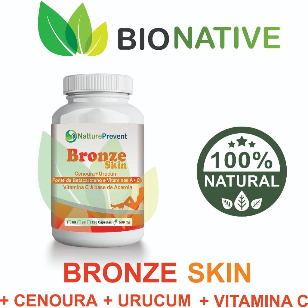 MaxCor Bronze Skin CenouraVit Vitaminas A C Composto 500mg 60 / 90 / 120 Cápsulas - suplemento - BIONATIVE