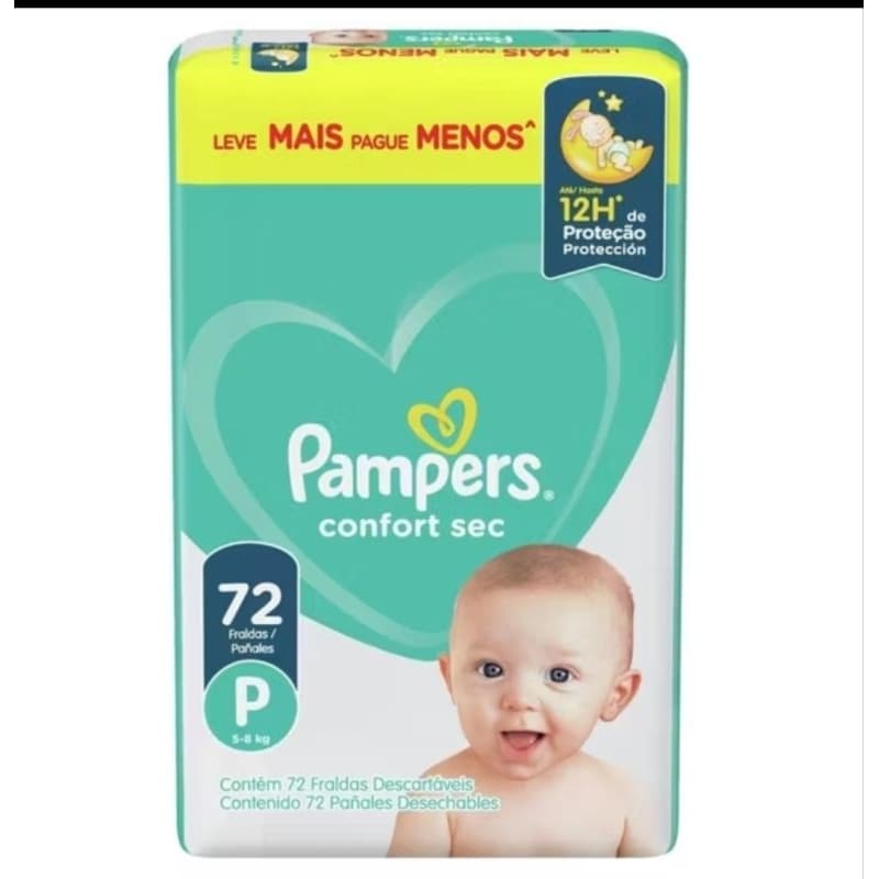 Fraldas Pampers Confort Sec Tamanho P com 72 Unidades – Absorção Rápida e Proteção Contra Vazamentos