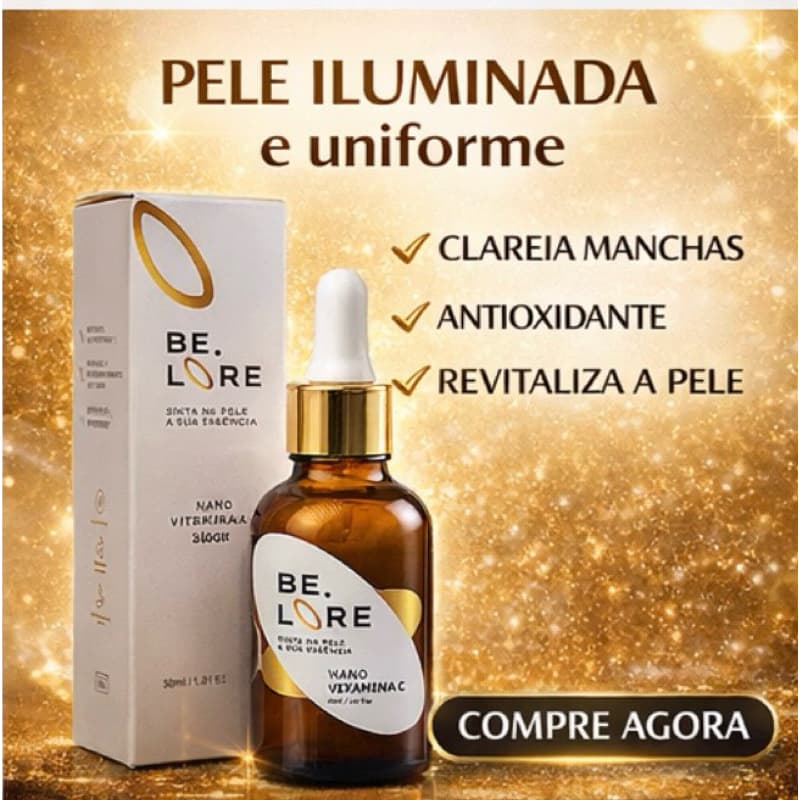 Vitamina C Facial Clareadora + Efeito Pele Iluminada Imediata | Anti Manchas + Anti-idade + Ácido Hialurônico Be.Lore