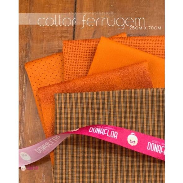 Kit 5Tricolines Collor Ferrugem 25cm X 70cm 100% Algodão - para Panos de Prato, Fraldas  e Patchwork