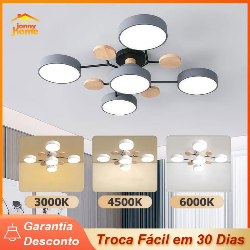 Luminária De Teto 3 Cores Em 1 Led Plafon Candelabro Para Sala De Estar Quarto Macaron
