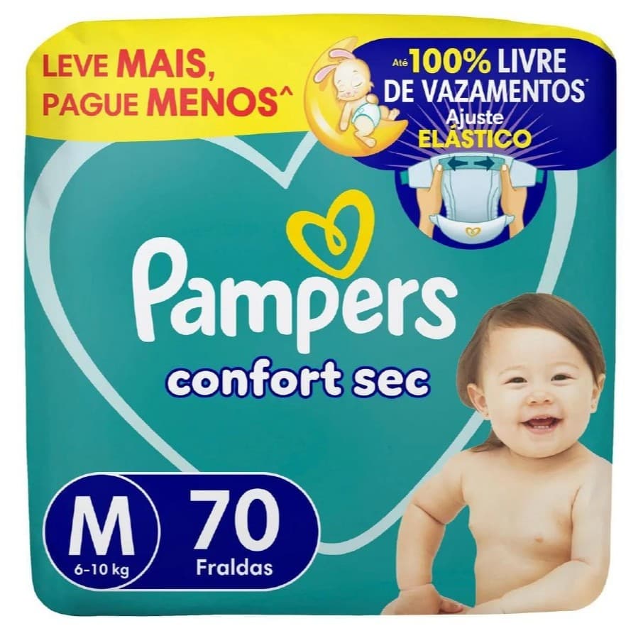 Fralda Descartável Pampers Confort Sec M 70 Unidades Unissex