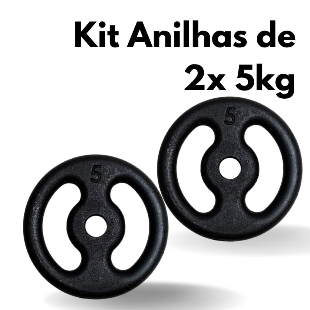 Kit 2 Anilhas 2x 5kg  Musculação Academia e Treino em Casa Resistentes e Duráveis