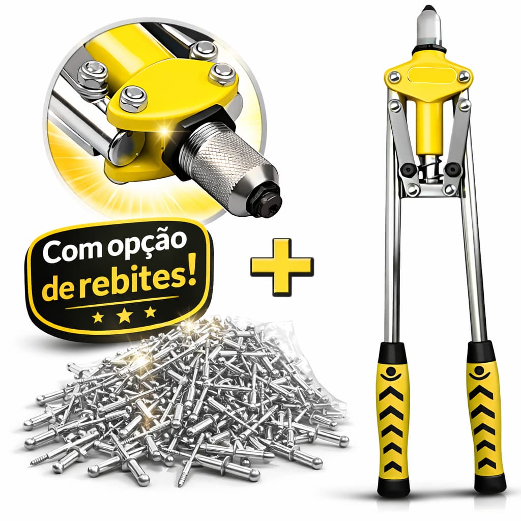 Alicate Rebitador Profissional Tipo Alavanca 17 Bomvink Ferramentas + 100 Rebites