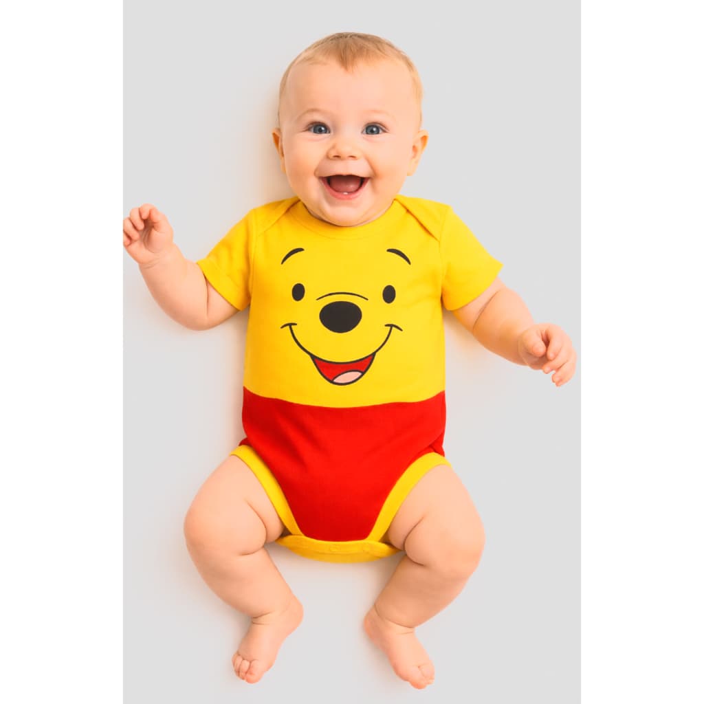 Body Bebê Ursinho Pooh Mesversário Fantasia Bebê Menino Menina Roupa Bebê  Bory