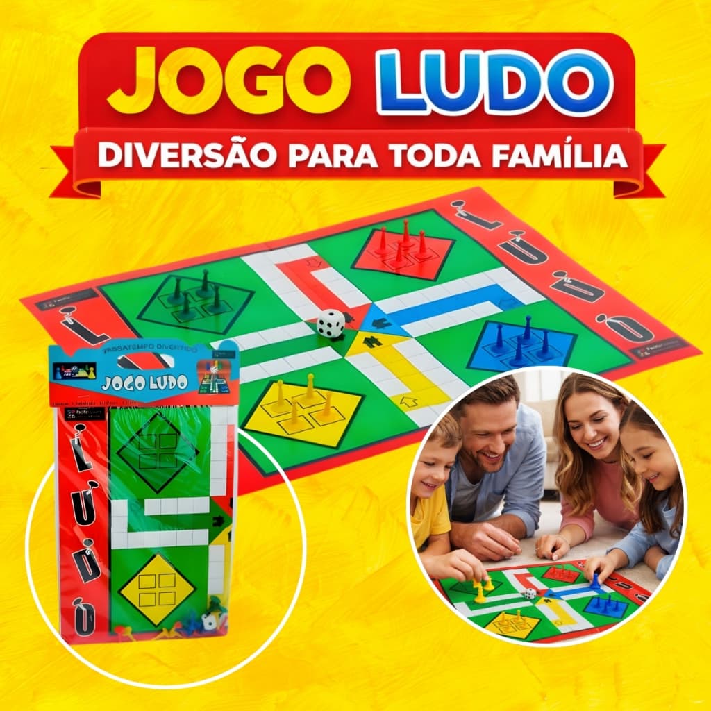 Jogo Ludo Tabuleiro Completo Dados e Pinos Infantil Família