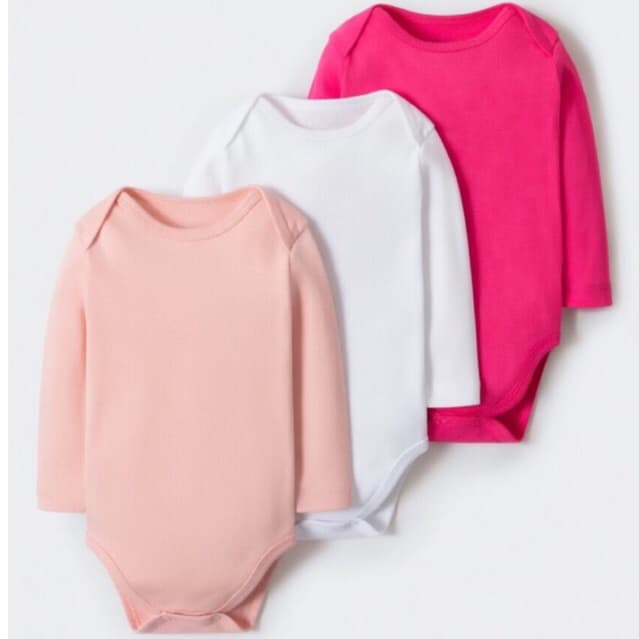 Kit Body Bebê 3 Peças Manga Longa Liso Algodão Infantil Menino Menina Enxoval Roupa Bebê Frio