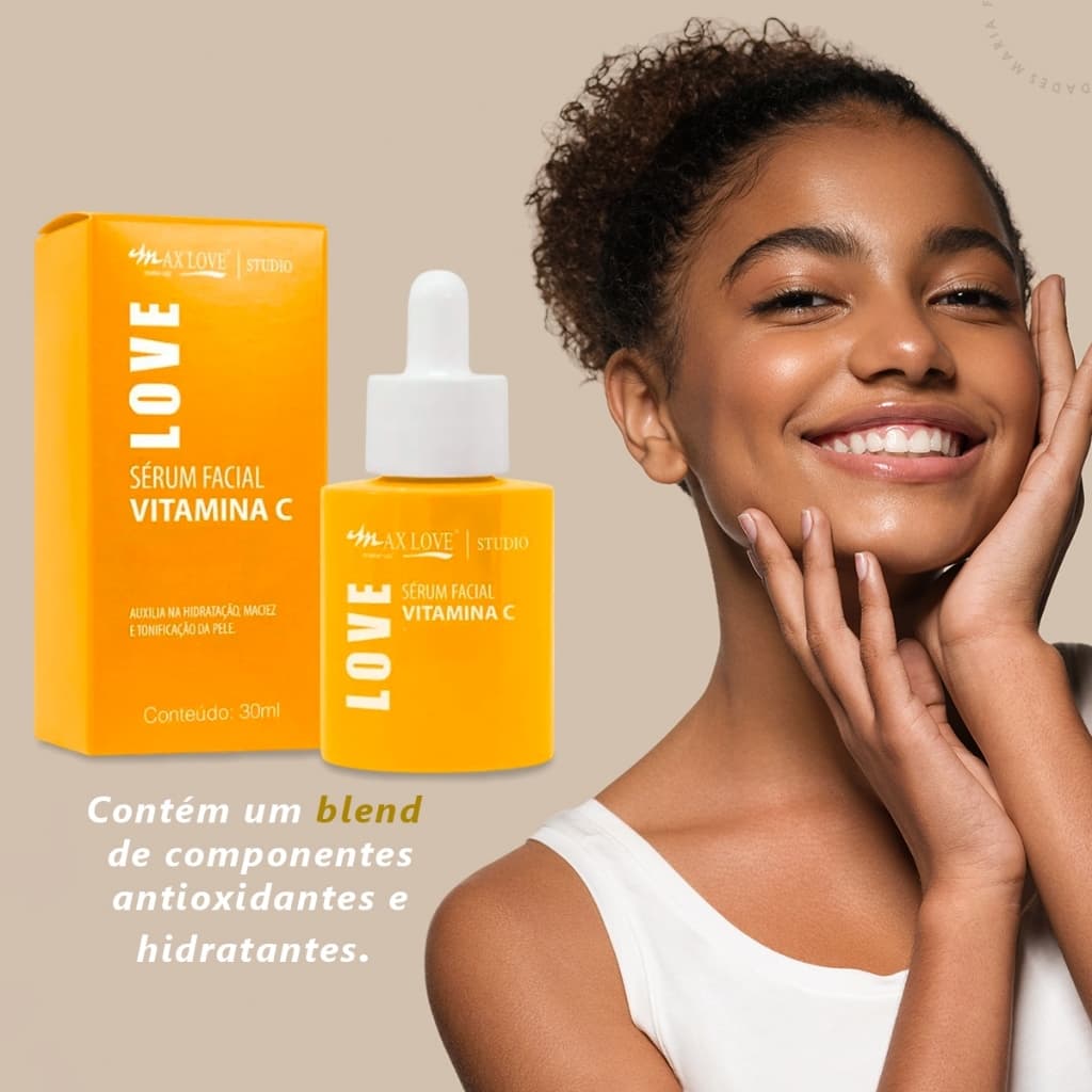 Sérum Facial Vitamina C Pele Jovem Uniforme Iluminada Hidratada 30ml Max Love