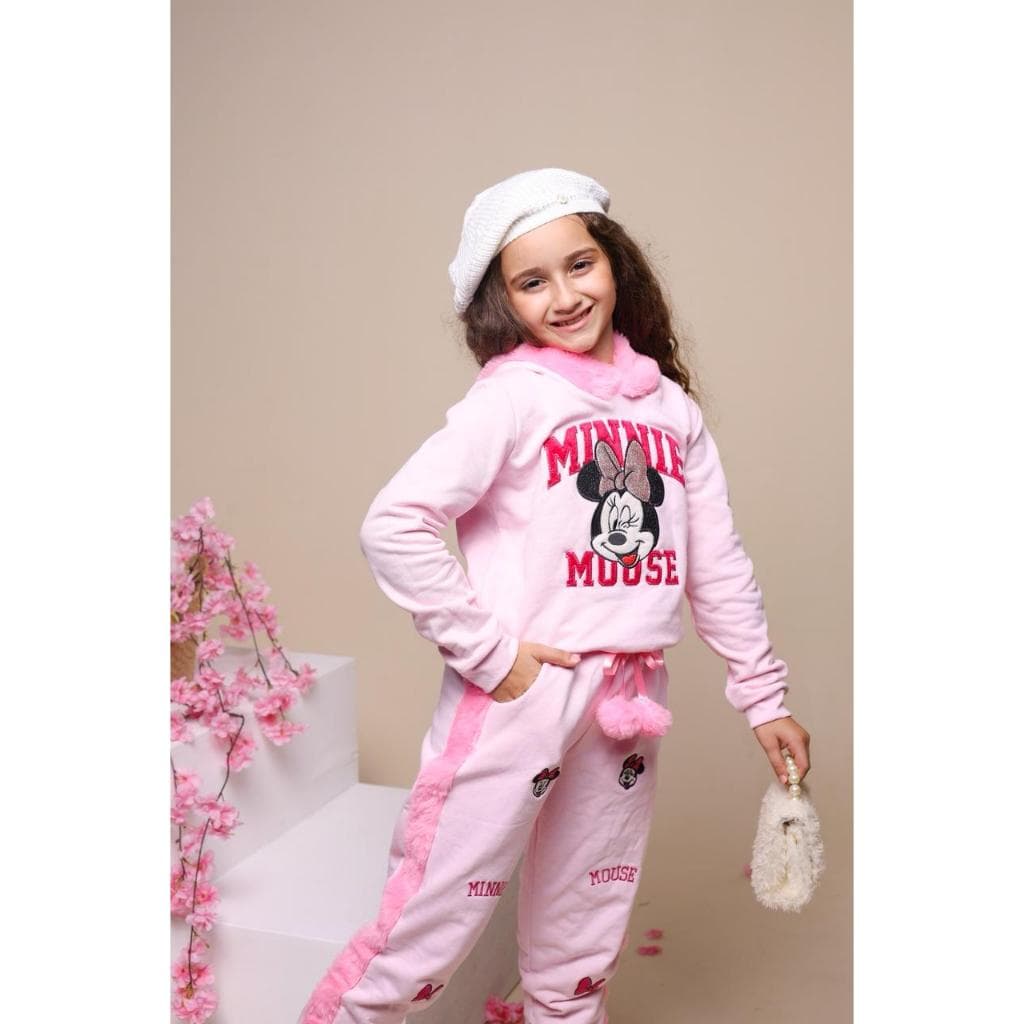 Conjunto moletom infantil com capuz feminino inverno peluciado menina estilosa