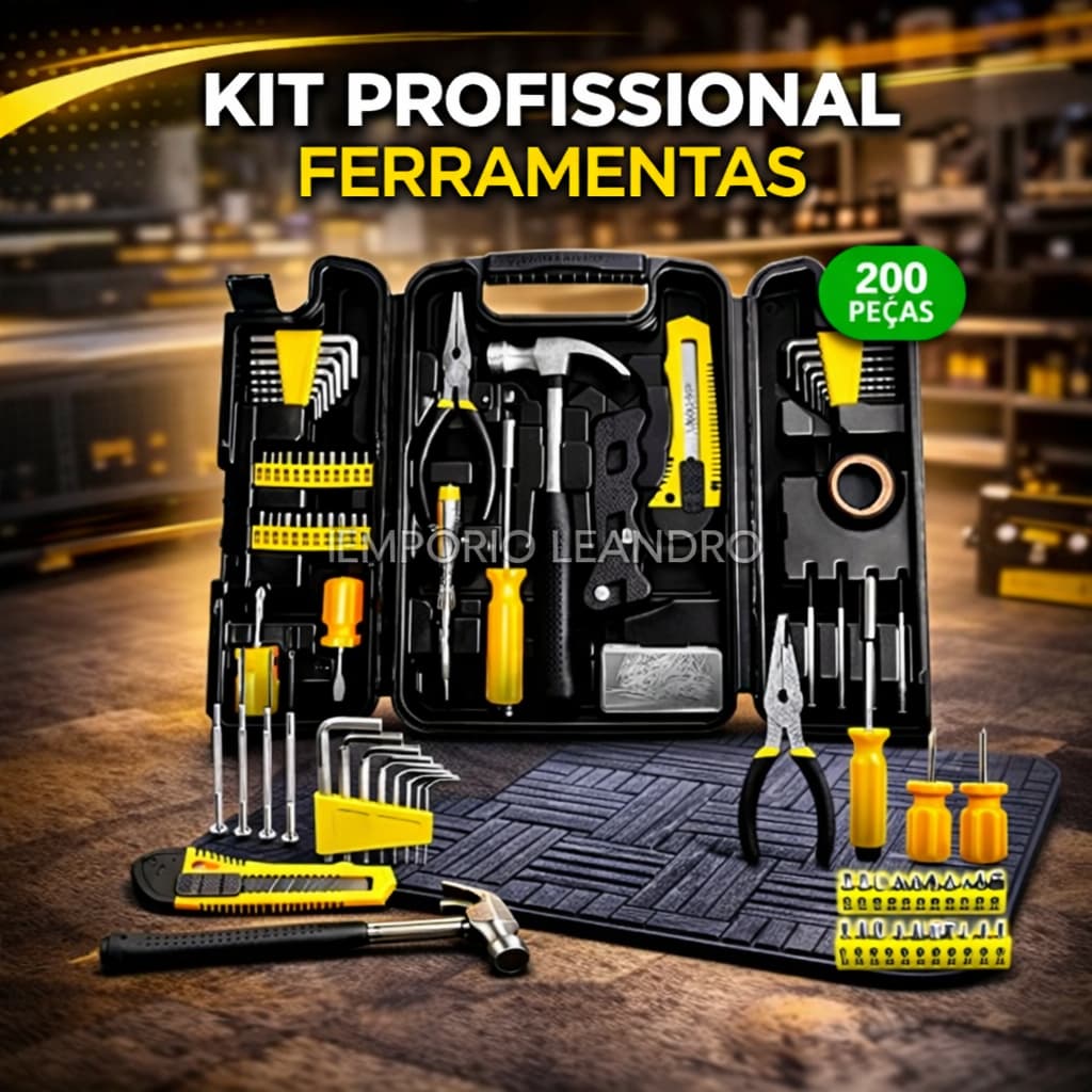 Kit de Ferramentas Completo Profissional 200 Peças | Conjunto com Maleta