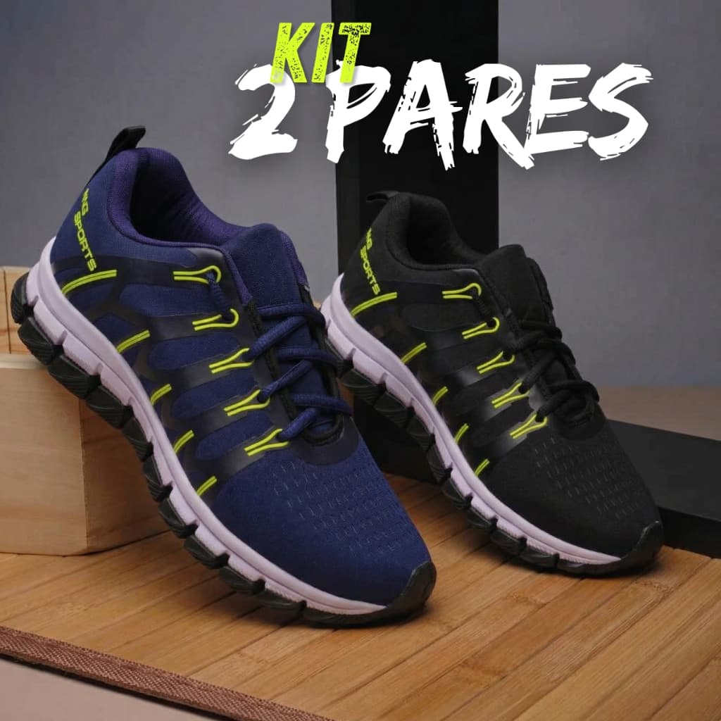Kit 2 Tênis Masculino Academia Esportivo Caminhada Treino Musculação Macio Confortável