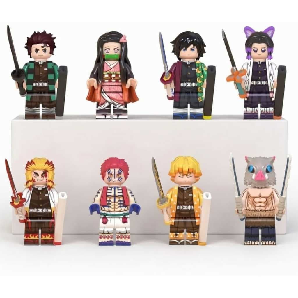 Bonecos Blocos de Montar Demon Slayer Coleção  Lego Kimetsu no Yaiba Anime Akaza Nuzuko Tanjiro