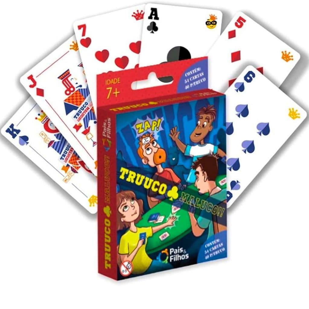 Jogo Truco Infantil Educativo Crianças Jogo de Cartas Diversão em Família 54 Cartas Baralho