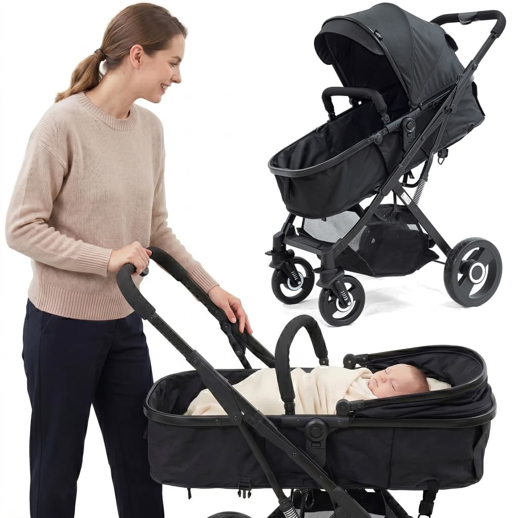 Carrinho de Bebe e Berço Moises Passeio Europeu Luxo Reversível até 15kg Travel System Conforto