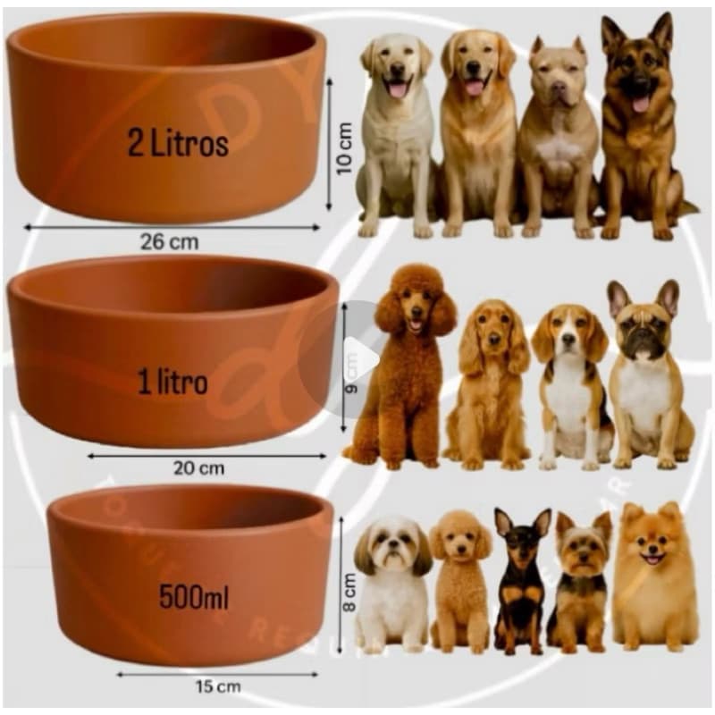 Comedouro Bebedouro Pet Cachorro , Gatos, 500 ml 1L  2L 3L pote cerâmica para ração unitário