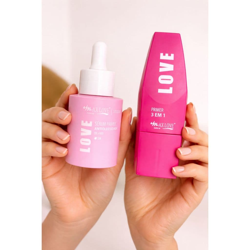 Kit Max Love Pré Maquiagem: Sérum Primer 3 em 1 Vitamina C Rosa mosqueta  + Sérum Facial Antioleosidade Original