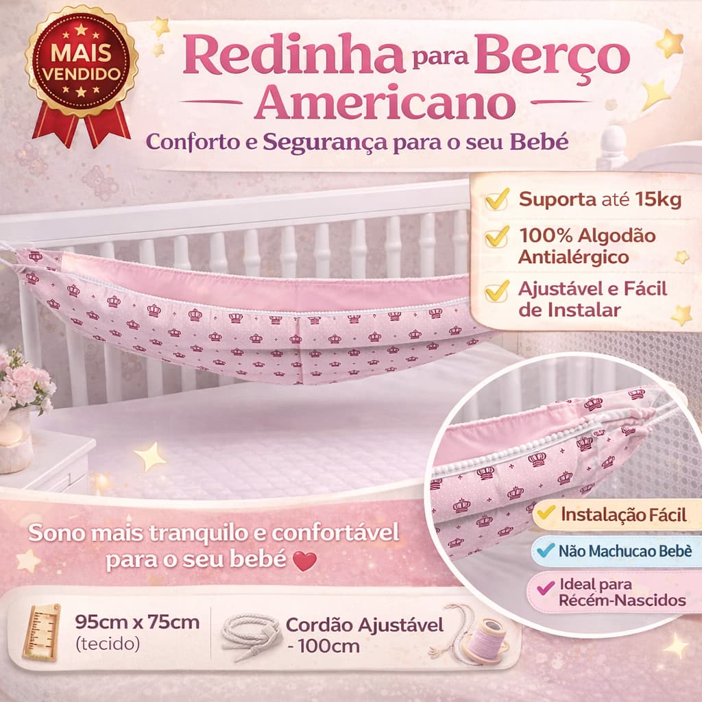 Redinha Anti Refluxo para Berço Bebê – Mais Segurança, Conforto e Proteção para o Sono do Bebê