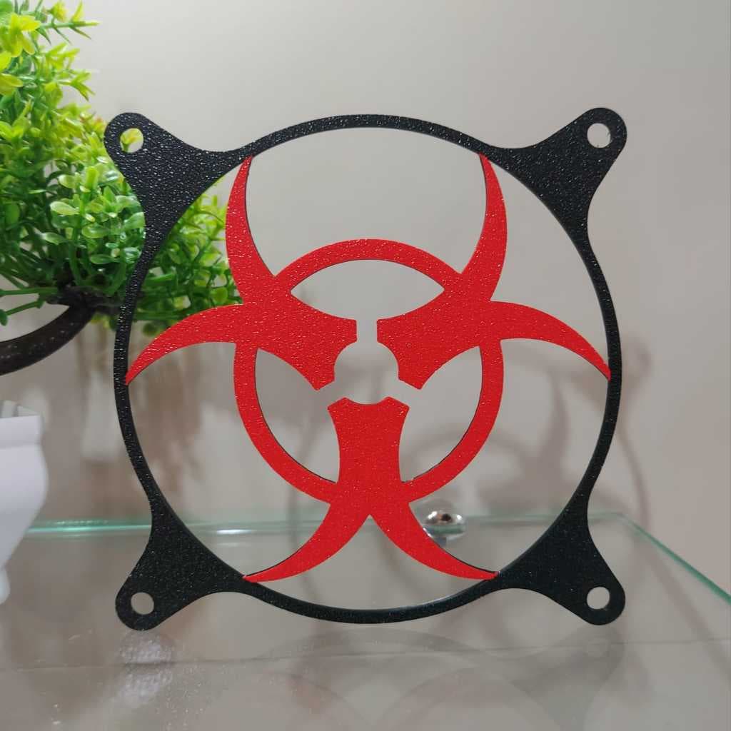 GRADE GRELHA PARA COOLER FAN GRILL 120MM X 120MM BIOHAZARD RISCO BIOLÓGICO PC SETUP GAMER