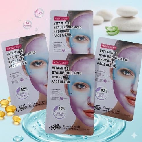 Kit 4 Máscara Coreana Skincare Ácido Hialurônico Vitamina E Hidratante Anti Idade Antissinais