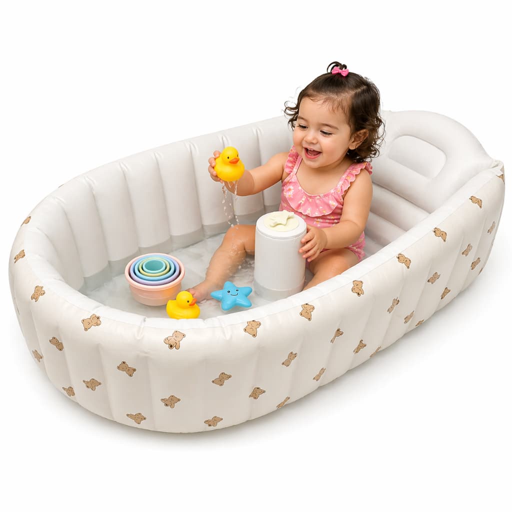Banheira Piscina Inflável Bebê Portátil Infantil Viagem Urso