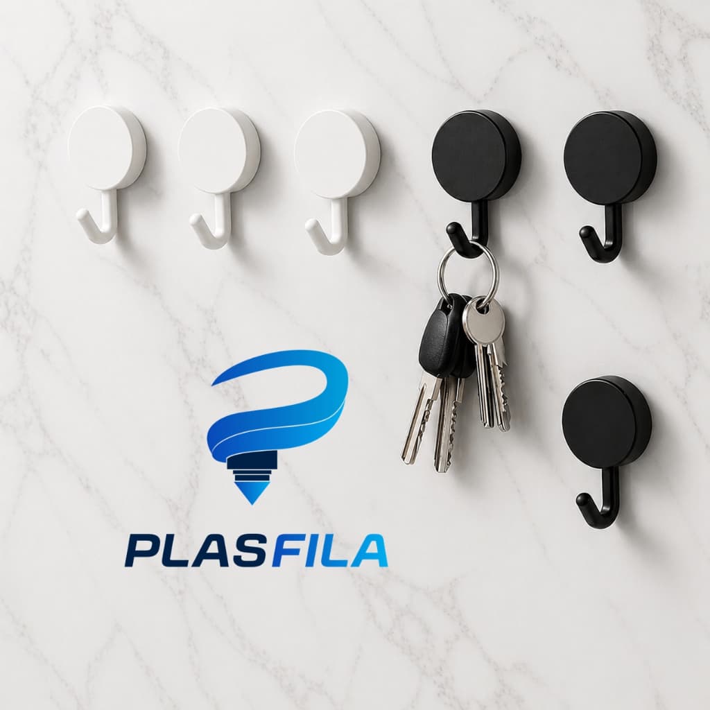 Kit Ganchos Adesivos Organizador Multiuso Plástico Parede Preto e Branco Dupla Face Forte Sem Furar Cozinha Banheiro