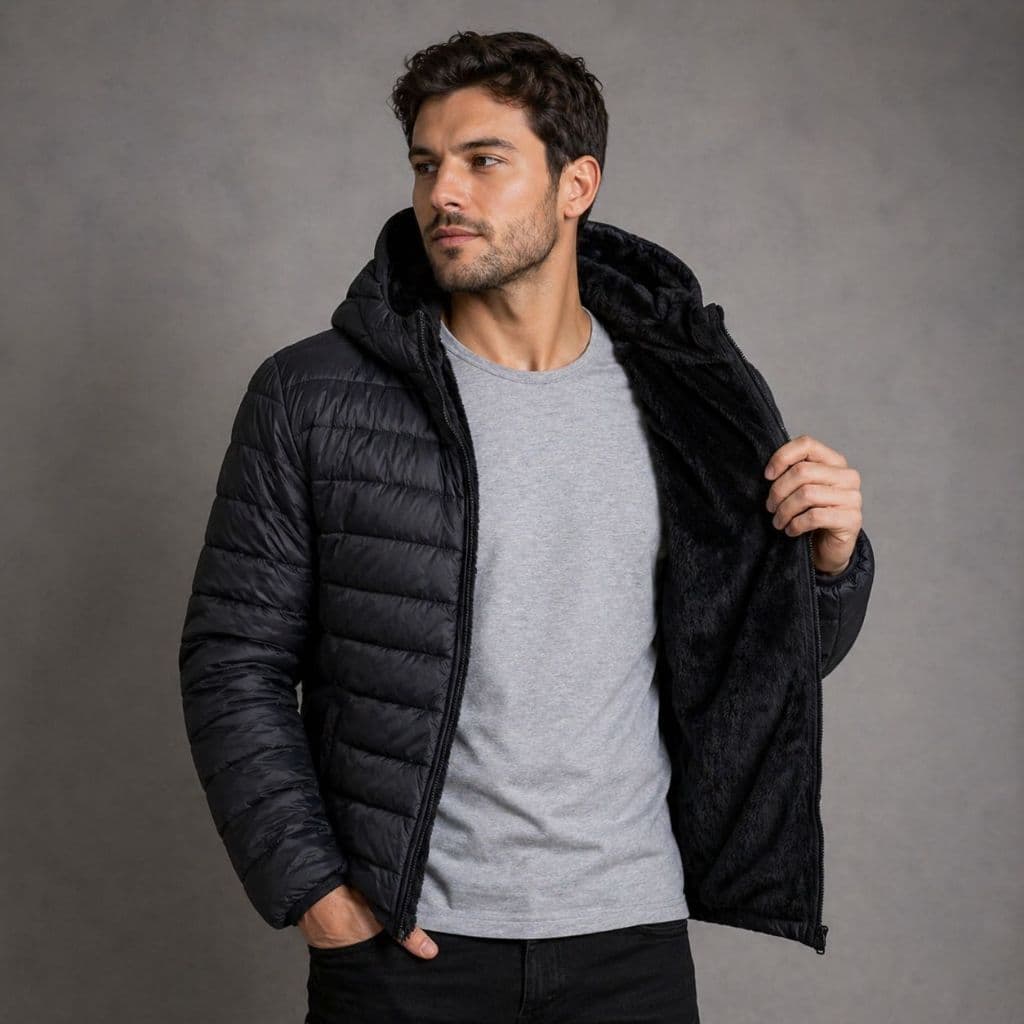 Jaqueta Bobojaco Gominho Masculina Peluciada com Capuz Removível Impermeável