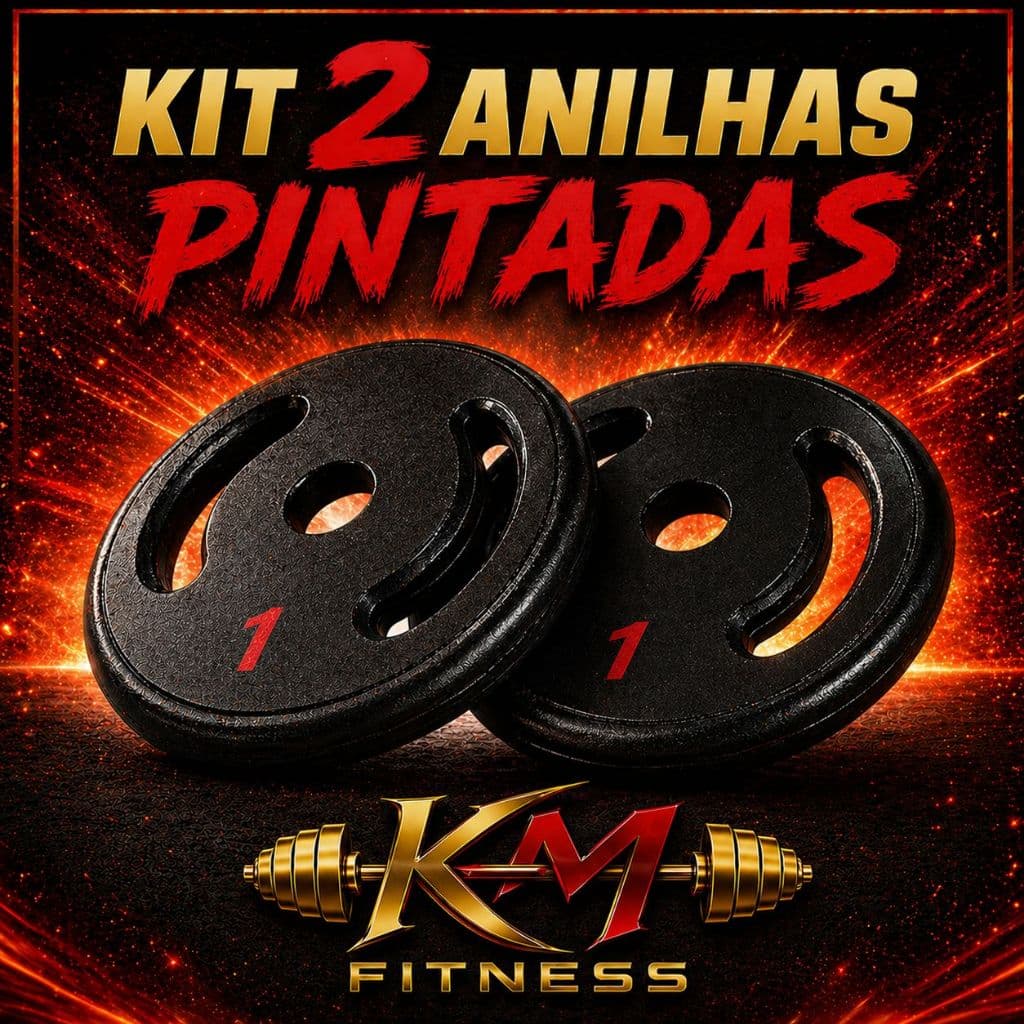 Kit 2 Anilhas 1 Kg Vazada Pintada Preto Ferro Fundido Academia Treino Musculação Fitness (2X1KG)