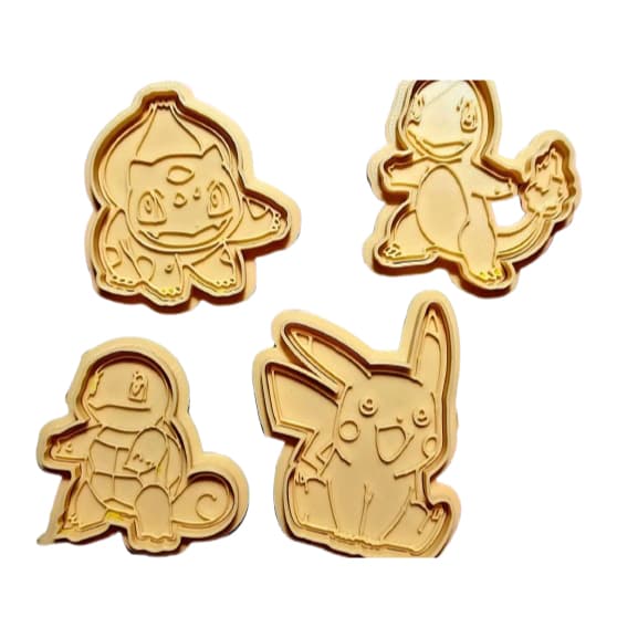 Kit 4 cortadores de biscoito Pikachu cortador de pão, massa de modelar, massinha, pasta americana