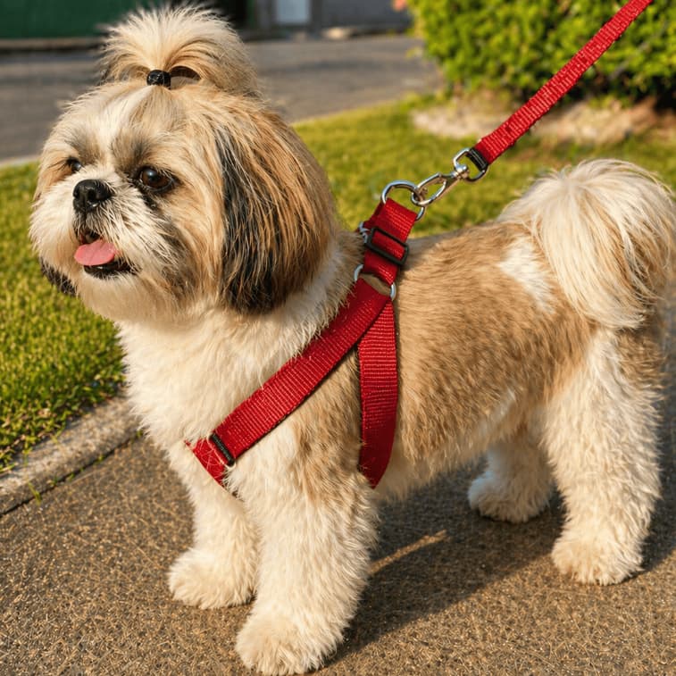 Coleira Peitoral Americano Para Cachorro + Guia Ajustável Raças Pequenas e Médias Salu Pet
