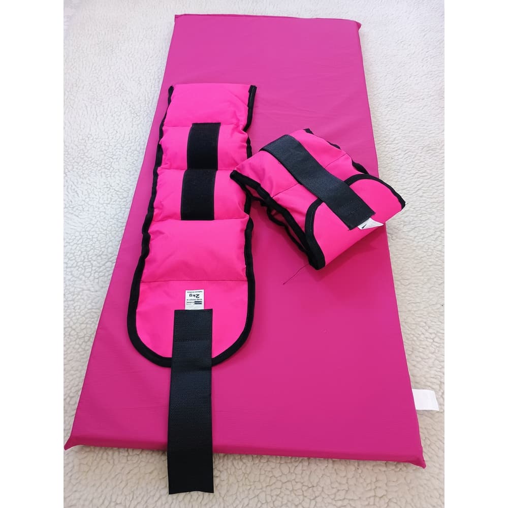 Kit Fitness Caneleiras 1kg + Colchonete Rosa Treino em Casa Academia Musculação