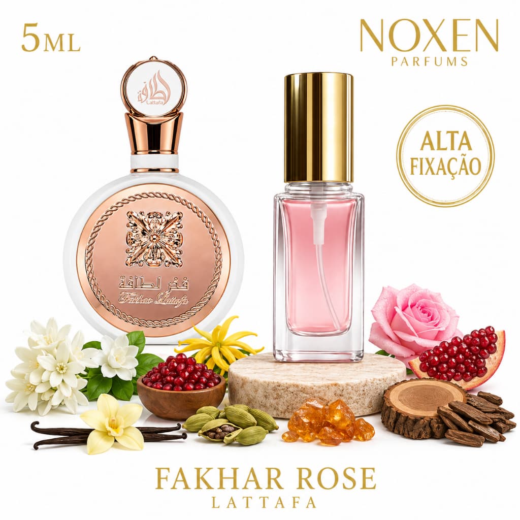 Perfume Feminino 5ml Premium Vidro Spray Fakhar Rose Elegante Importado