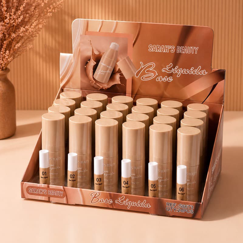 Base Líquida Sarah’s Beauty Pump Alta Cobertura Efeito Natural