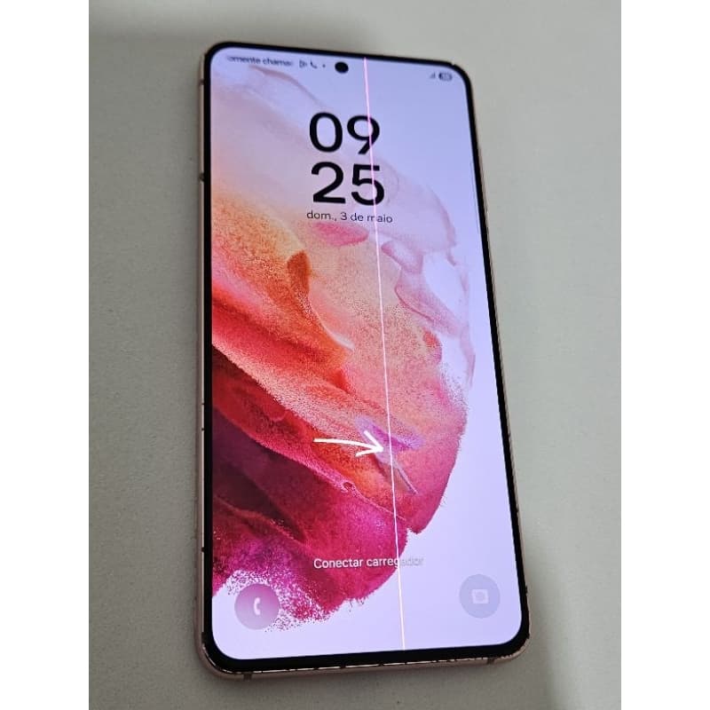Samsung Galaxy S21 5G 128GB Rosa Usado (COM LINHA VERTICAL e Desgastes Interno na Tampa Traseira)
