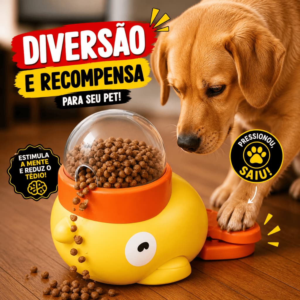 Brinquedo Ração Cachorro Dispenser Pato Duck Alimentador Lento Pet Cachorro Gato