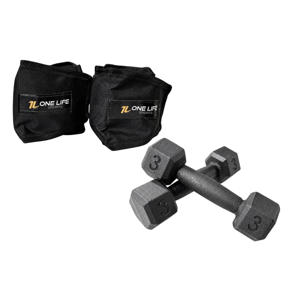 Kit Fisioterapia One Life Sports® – Caneleira 3kg + Halter 3kg – Condicionamento Mobilidade Treino