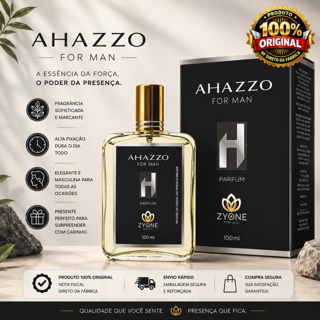 Perfume Ahazzo Masculino Zyone Alta Fixação 25% de Essência Importada Parfum