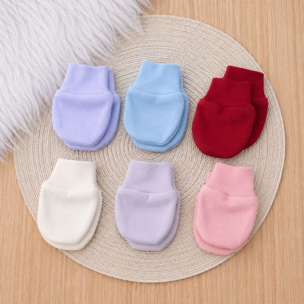 Kit 3 ou 6 Pares de Luvinhas Bebe Recem Nascido 100% Algodão Suedine Enxoval Maternidade Luva Menino Menina Luvinha