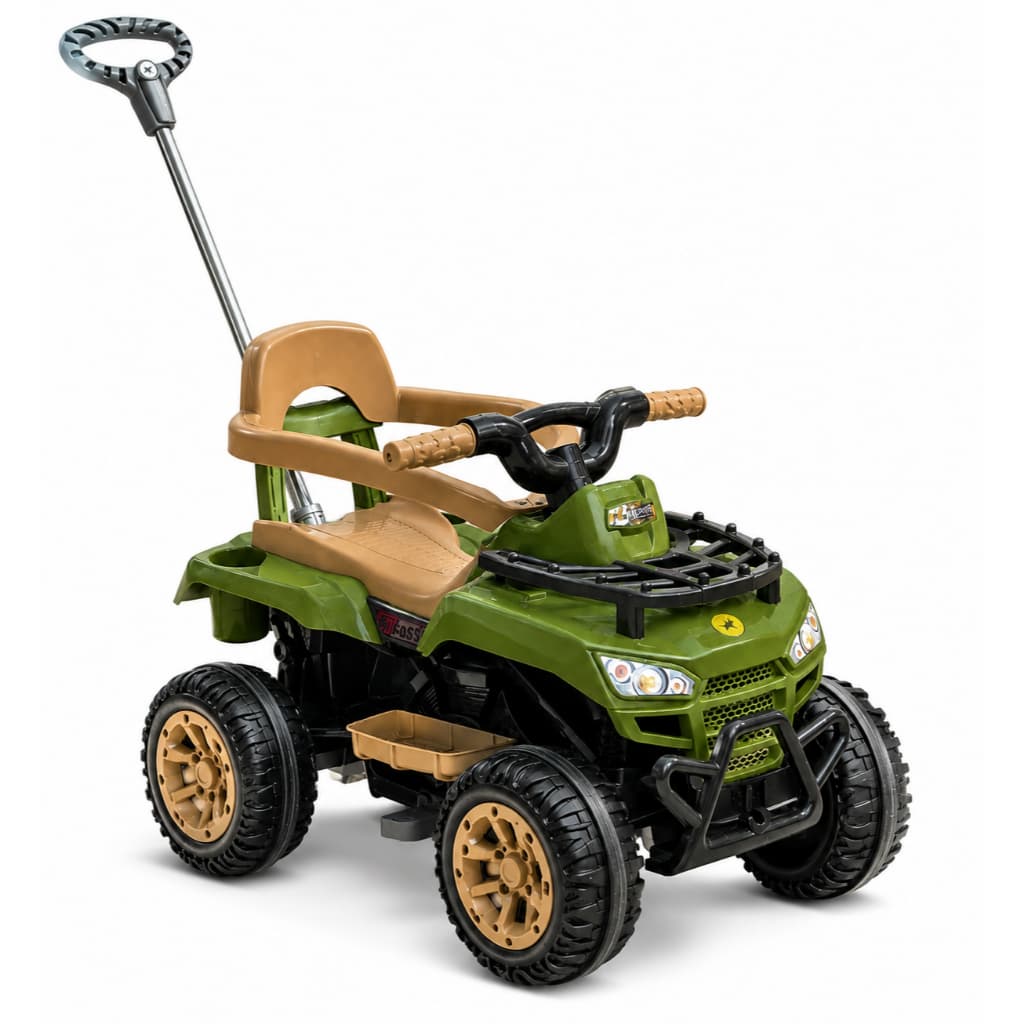 Quadriciclo Infantil Motoca Carrinho de Passeio Cross up Calesita com Haste Empurrador e Pedal