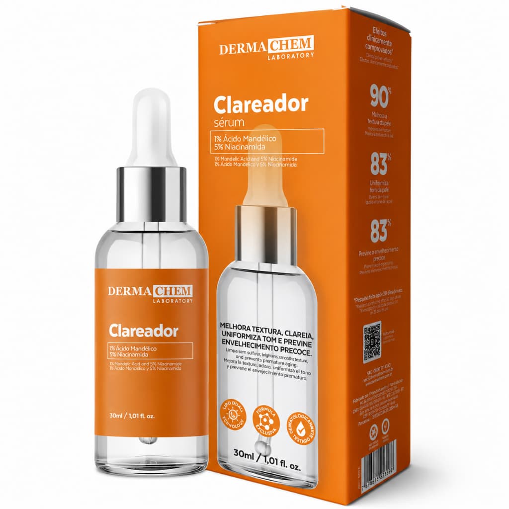 Sérum Clareador Facial Dermachem 30ml Ácido Mandélico 1% Niacinamida 5% Uniformiza Pele