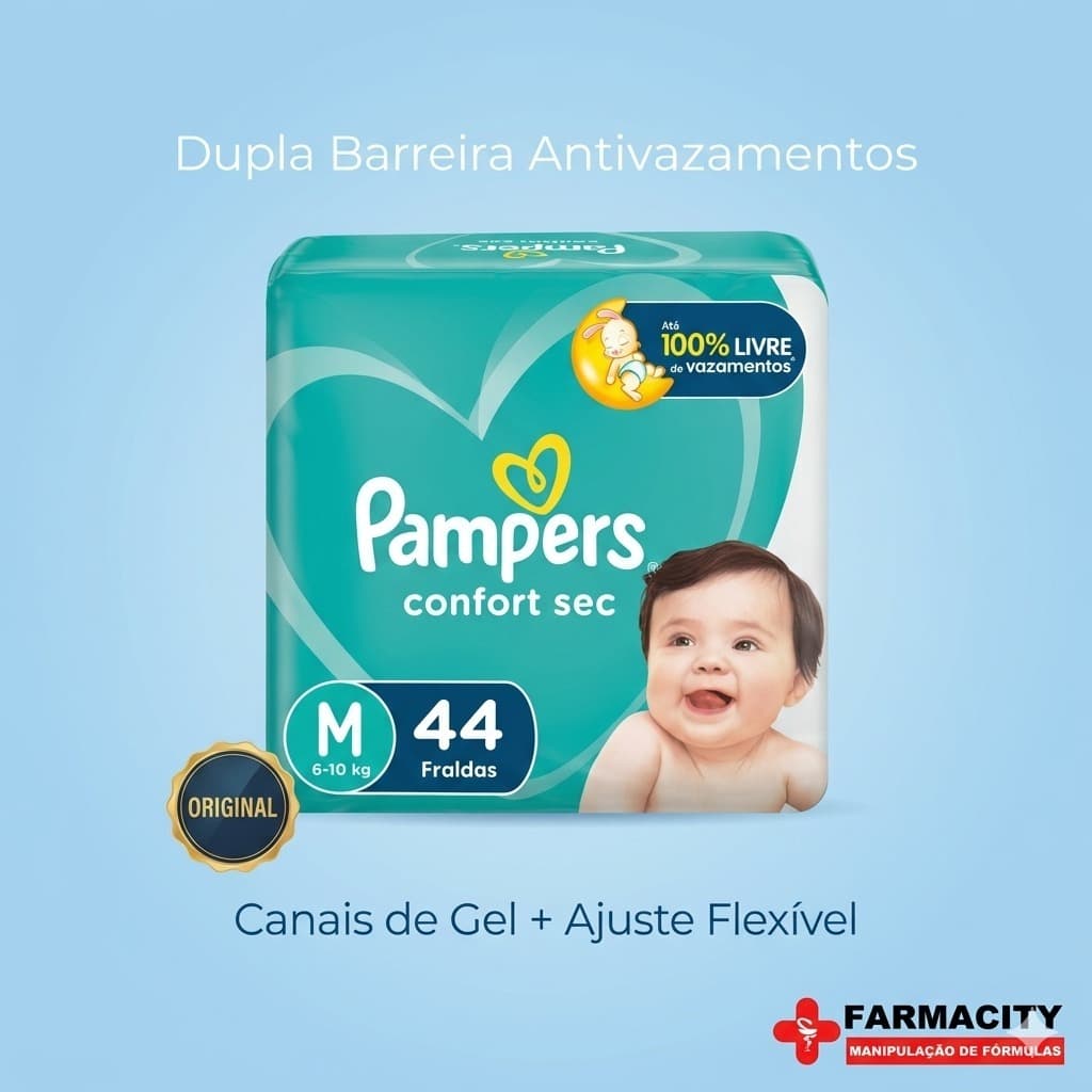 Fralda Pampers Confort Sec Jumbo Original Até 100% Sem Vazamentos Tam P M G XG XXG