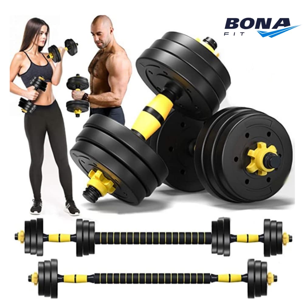 Kit Treino Funcional Halteres 3 em 1 Peso Musculação Ajustável Preto Academia em casa Barra Supino